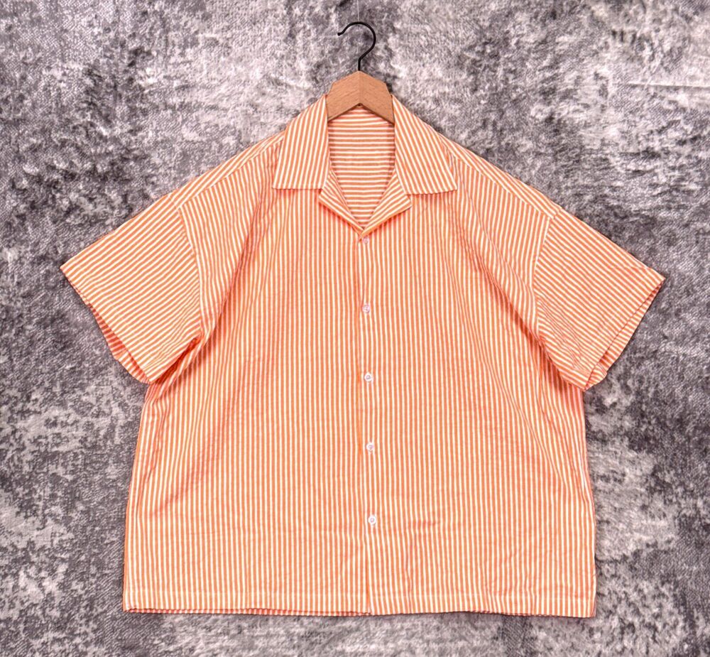 New Daily Drills Top XS / Small Womens Orange Seersucker Boxy Resort Shirt